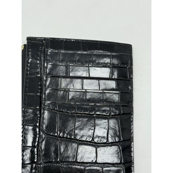 Tory Burch Britten Croc Leather Zip Card case in Black - Picture 5 of 5